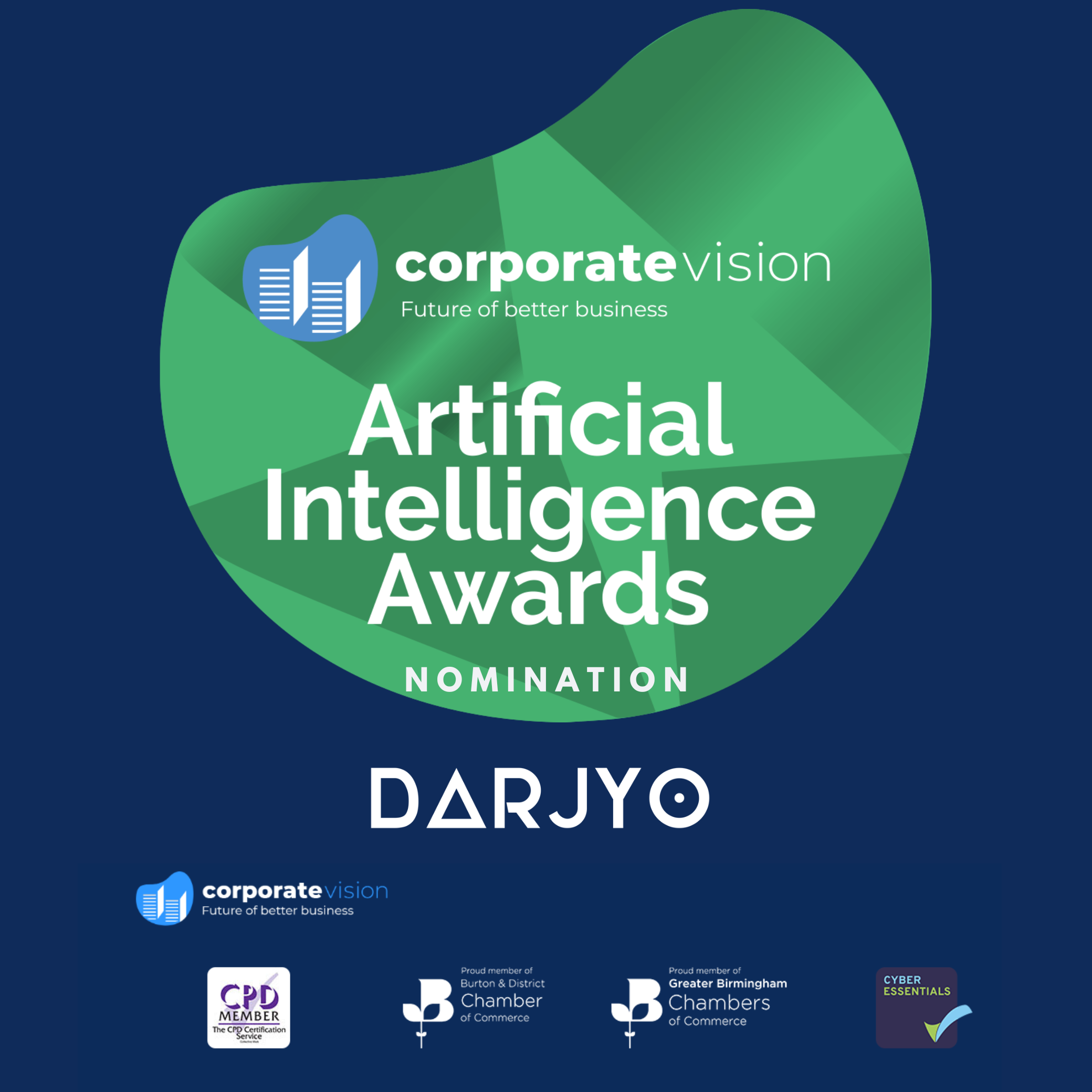 DARJYO has been Nominated for the Artificial Intelligence Awards 2022, hosted by Corporate Vision